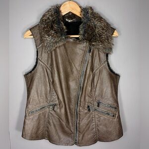 TRIBAL JEANS Moto Vest w/Faux Fur Trim